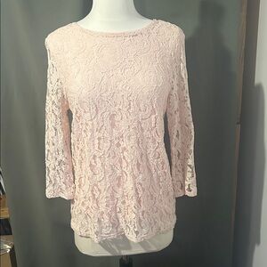 Vintage Pastel Pink Lace Women's Blouse